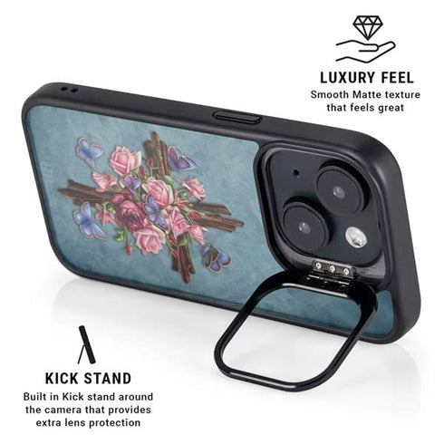 Flower Cross by Brigid Ashwood iPhone 15 Kickstand Case